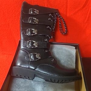 Mens boots skull side buckles size 10
